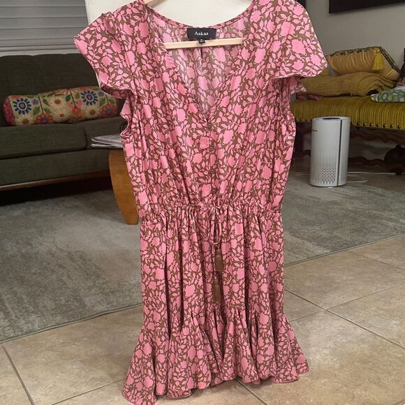 New Aakaa Pink and Brown Patterned Dress - Picture 2 of 6